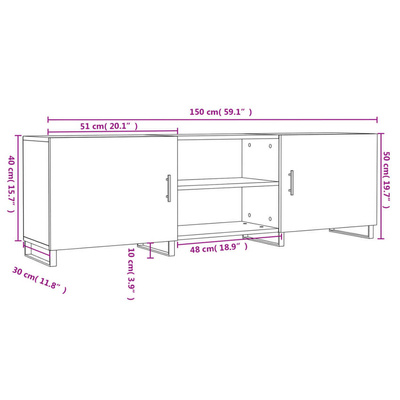 vidaXL Szafka pod TV, czarna, 150x30x50 cm, materiał drewnopochodny