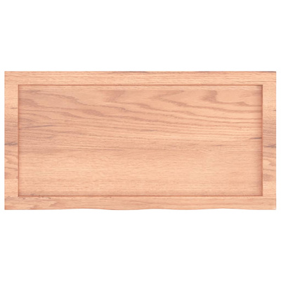 Półka, brązowa, 80x40x(2-4) cm, lakierowane lite drewno dębowe