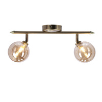 Rodia lampa sufitowa listwa patynowy 2x40w g9 klosz bursztynowy