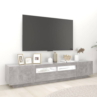 vidaXL Szafka pod TV z oświetleniem LED, szarość betonu, 200x35x40 cm