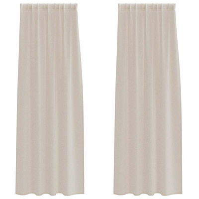 Firany Voile z zasłonami 2 pcs piaskowy 245 x 140 cm Poliester