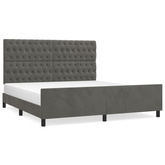 vidaXL Rama łóżka z zagłówkiem, ciemnoszara, 180x200 cm, aksamitna model standard