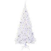 Sztuczna choinka z 300 diodami LED Biały 180 cm PVC i stal