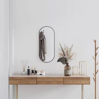 vidaXL Lustro ścienne, czarne, 70x30 cm, owalne