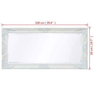 vidaXL Lustro ścienne w stylu barokowym, 100x50 cm, białe