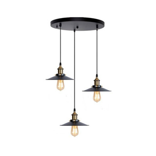 Lampa Wisząca Retro Loft Czarno złota 3xE27 26cm Abruzzo Teo