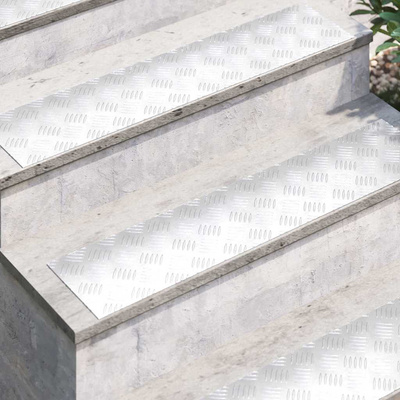 Stopień Prostokątny 4 pcs Srebrny 90 x 20 cm Aluminium