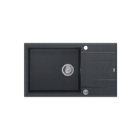 EVAN 136 XL GraniteQ zlewozmywak z syfonem Push To Open 1-komorowy z/o (860x500x210; kom. 420x490) black diamond / elementy stalowe