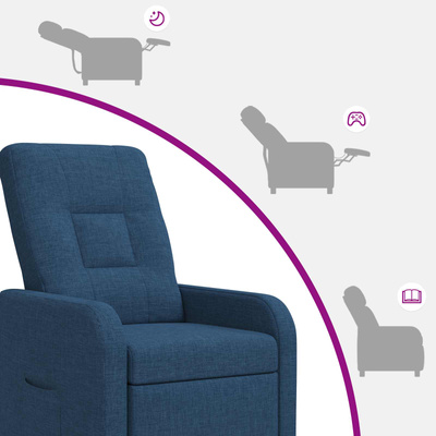 Fotel recliner niebieski tkanina