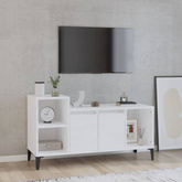 vidaXL Szafka pod TV, wysoki połysk, biała, 100x35x55 cm