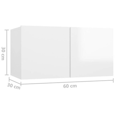 vidaXL Szafka wisząca pod TV, wysoki połysk, biała, 60x30x30 cm