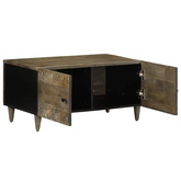 Stolik kawowy Jasnoszary 80x50x40 cm Drewno lite Mango