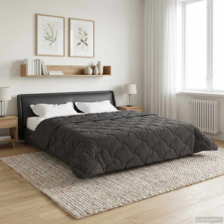 Zimowa Kołdra Antracyt 220 x 260 cm Mikrofibra i Fleece Teddy
