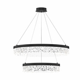 Lampa wisząca FROZI w stylu glamour – czarny klosz z kryształkami – nowoczesny żyrandol LED do luksusowego salonu