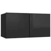 vidaXL Szafka wisząca pod TV, wysoki połysk, czarna, 60x30x30 cm
