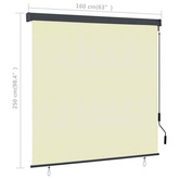 vidaXL Roleta zewnętrzna, 160x250 cm, kremowa