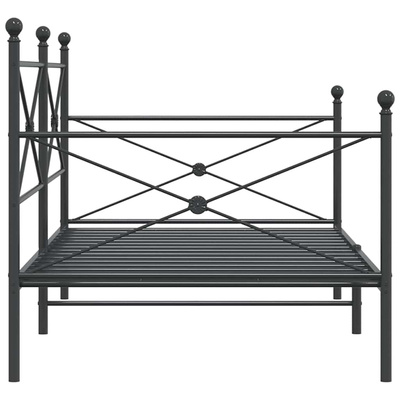 Łóżko dzienne bez materaca czarne 100x190 cm stalowe