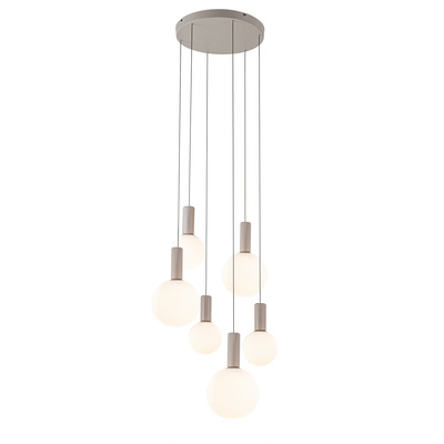 Lampa wisząca Testa beżowa białe klosze kule 6x10W G9 regulowana