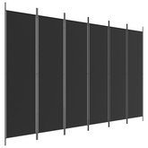 Parawan 6-panelowy, czarny, 300x200 cm, tkanina