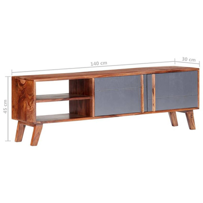 vidaXL Szafka pod TV, szara, 140x30x45 cm, lite drewno sheesham