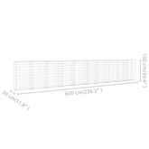 Ściana gabionowa z pokrywami, galwanizowana stal, 600x30x100 cm