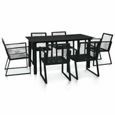 7-cz. zestaw mebli ogrodowych, rattan PVC, czarny