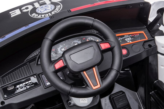 Auto Na Akumulator BBH-021 Światła LED Muzyka Pilot Policyjne Białe