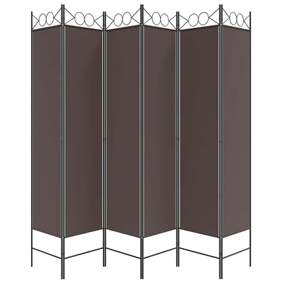 Parawan 6-panelowy, brązowy, 240x200 cm, tkanina