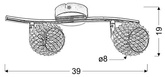 Lampa sufitowa CLEAR listwa regulowana 2-punktowa do salonu metalowa