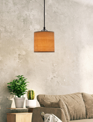 Lampa wisząca z abażurem Legno orzechowa klasyczna do salonu i jadalni