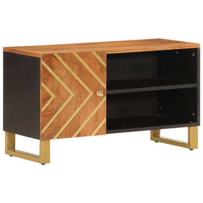 vidaXL Szafka pod TV, brązowo-czarna 80x31,5x46 cm, lite drewno mango