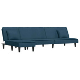 Sofa rozkładana w kształcie L, niebieska, 255x140x70, aksamit vidaXL
