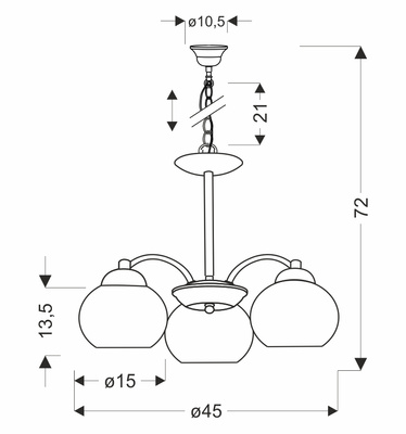 Lampa wisząca MEDINA srebrna 3x60W E27klasyczna elegancja do salonu jadalni