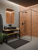 Kabina walk-in ii 100x200cm ramka 8mm shiny-glass czarny AK-32-108-S Invena