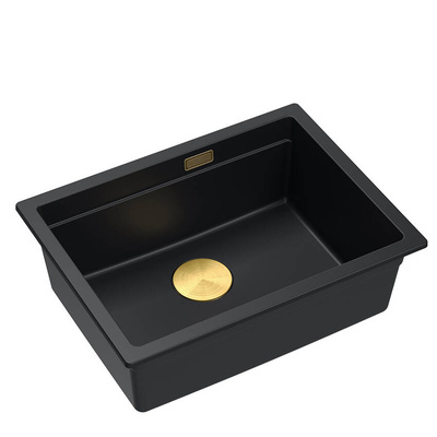 LOGAN 100 GraniteQ zlewozmywak pure carbon 59,5x45,1x21,5 cm 1-komorowy podwieszany z syfonem manualnym złoty