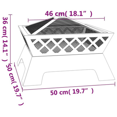 vidaXL Palenisko z pogrzebaczem, 50 cm, XXL, stal