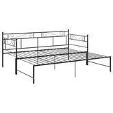 Sofa z wysuwaną ramą łóżka, czarna, metalowa, 90x200 cm wariant 5