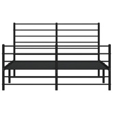 Metalowa rama łóżka z wezgłowiem i zanóżkiem, czarna, 140x200cm