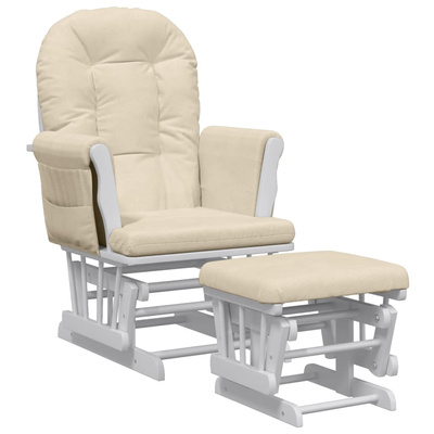 pływający z podnóżkiem, kremowy, obity tkaniną Fotel