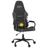 vidaXL Masujący fotel gamingowy, czarno-szary, sztuczna skóra