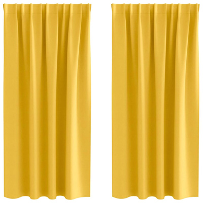 Firany blackout z kółkami 2 pcs Musztardowy Żółty 175 x 140 cm