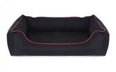 Legowisko dla psa Sofa Valencia Standard w kolorze czarnym z czerwonym wykończeniem Rozmiar: XL - 120 x 90 cm - do samodzielnego złożenia