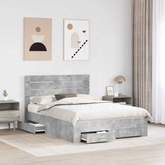 Ramka łóżka Betonowy szary 140 x 190 cm Drewno inżynieryjne