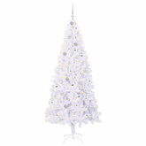 Sztuczna choinka z 300 diodami LED Biały 210 cm PVC i stal