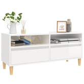 vidaXL Szafka pod TV, wysoki połysk, biała, 100x34,5x44,5 cm