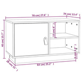 vidaXL Szafka pod TV, 70x34x40 cm, lite drewno sosnowe