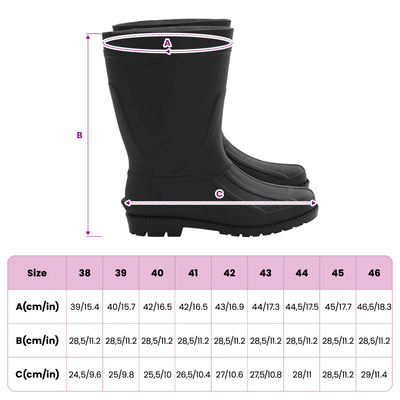 Buty deszczowe PVC Rozmiar 45 Czarny