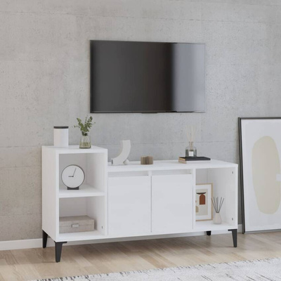 vidaXL Szafka pod TV, wysoki połysk, biała, 100x35x55 cm