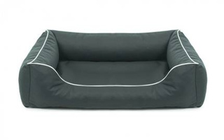 Legowisko dla psa Sofa Valencia Standard w kolorze ciemnoszarym z białym wykończeniem Rozmiar: M - 80 x 60 cm