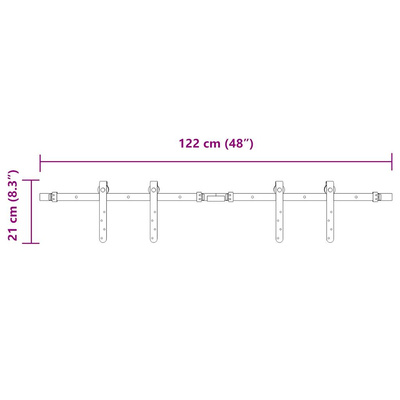 System do drzwi przesuwnych do mebli, 122 cm, stal węglowa